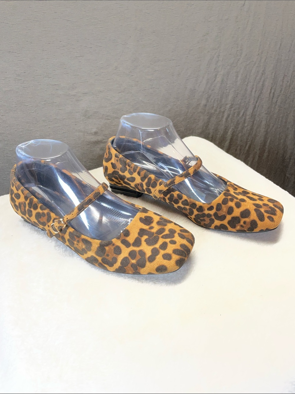 Leopard Print Mary Jane Flats in Brown